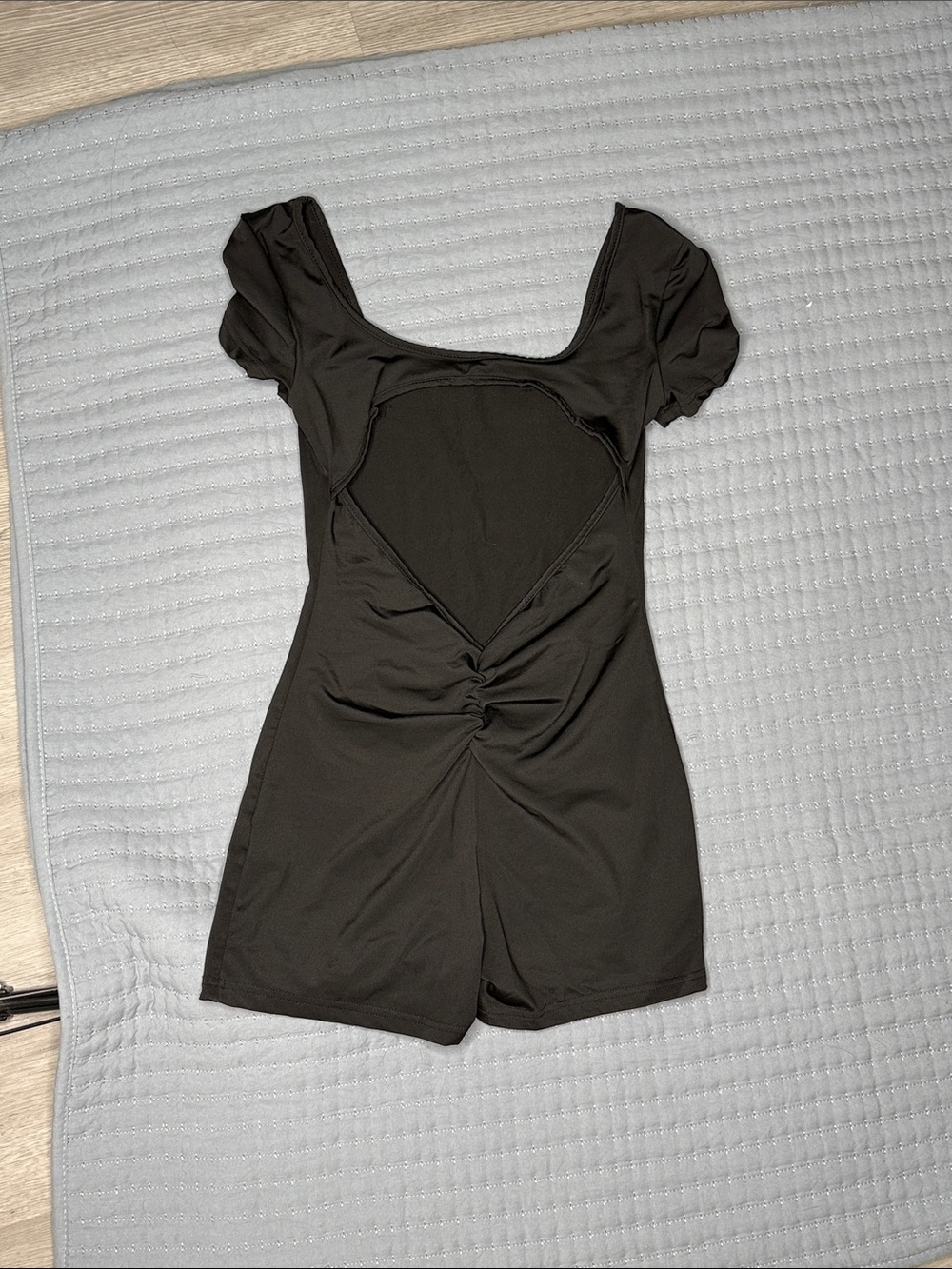Black Short Sleeve Twist-Front Romper